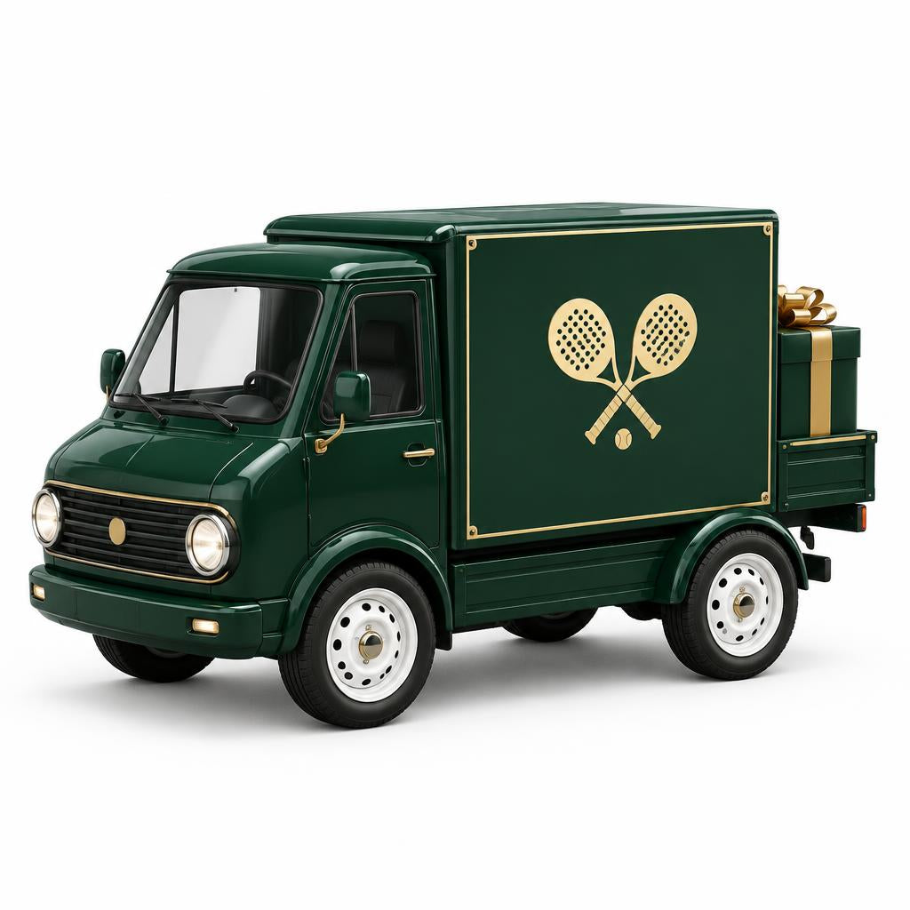 Padel-themed priority delivery truck
